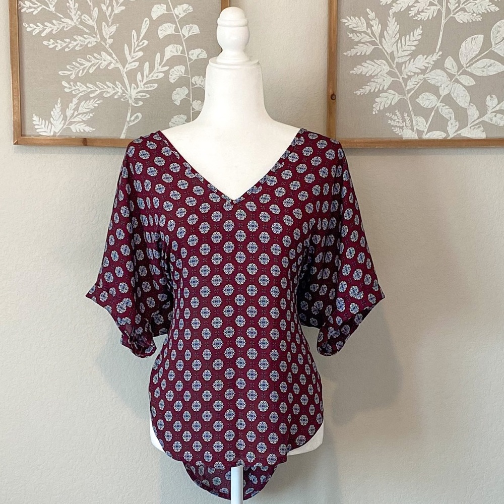 Maroon Medallion Boho Blouse